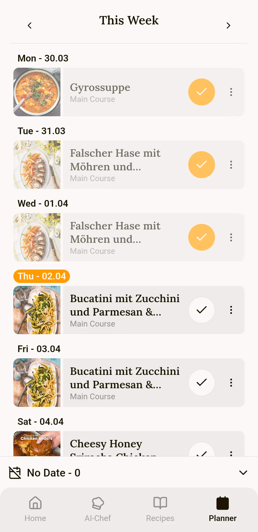 Plateful weekly meal planner showing a week of meals laid out by day