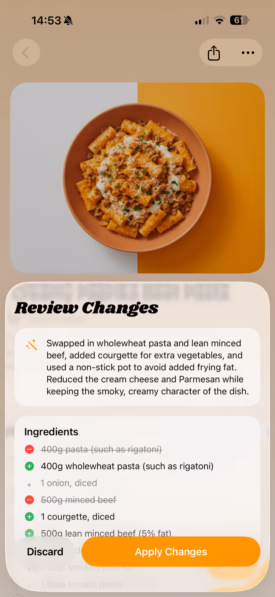 Plateful showing exactly which ingredients changed after adapting a recipe